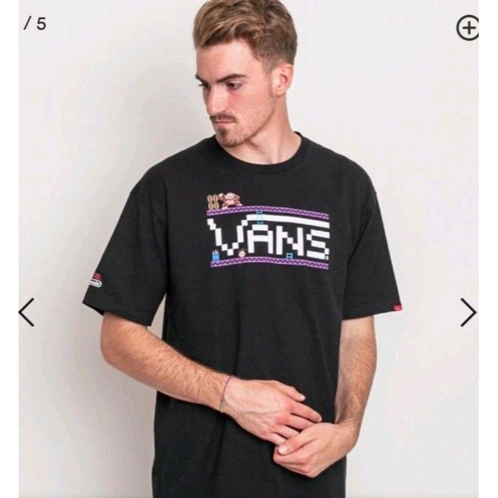 Vans x Nintendo Donkey Kong T-Shirt Men’s Medium Black Retro 8-Bit Graphic Tee
